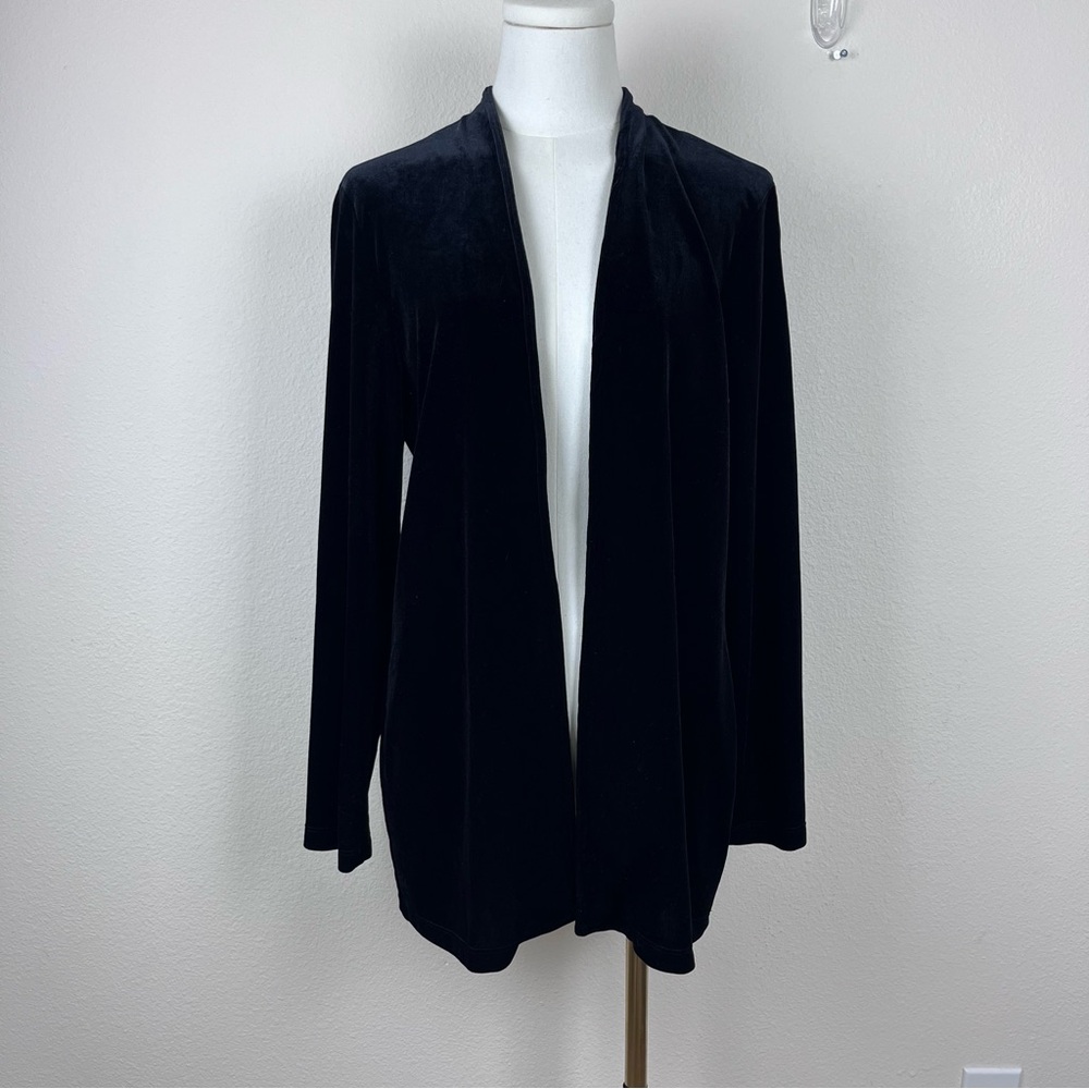 Vintage Vivyd Cardigan Womens Small Velvet Open Front 90s Goth USA Made Black